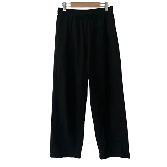 J.Crew Women's Linen Blend Slim Wide-Leg Drawstring Pant Black 2 P Petite NWOT - Picture 2 of 9